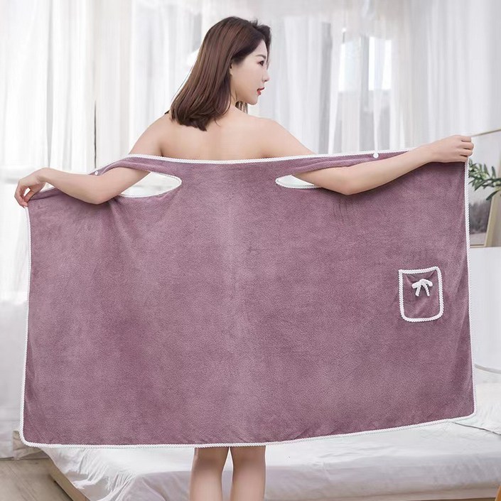 유어오브제 여성 샤워가운 목욕 수면 가정용, 1개, 퍼플