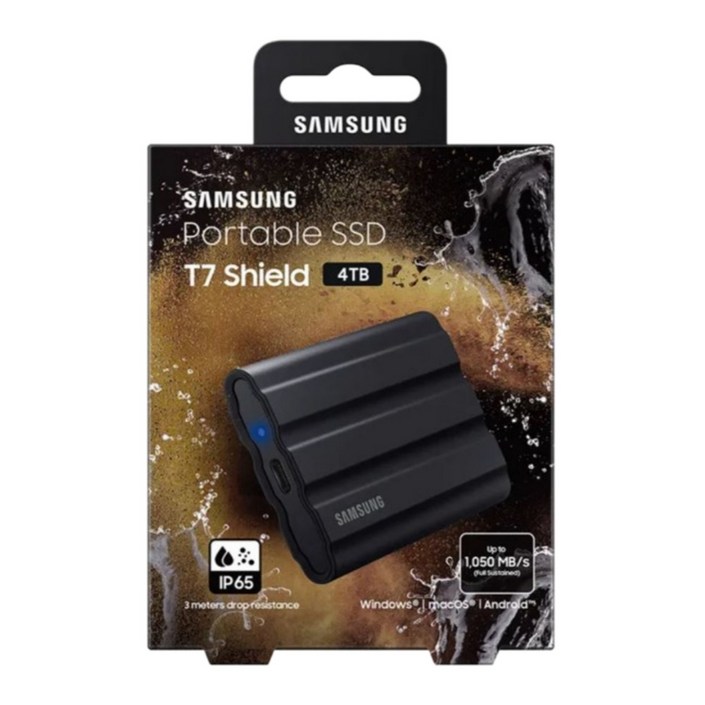 삼성전자 포터블 외장SSD T7 Shield 블루 1TB USB 3.2 Gen.2 MU-PE1T0R/WW, 블랙, 4TB