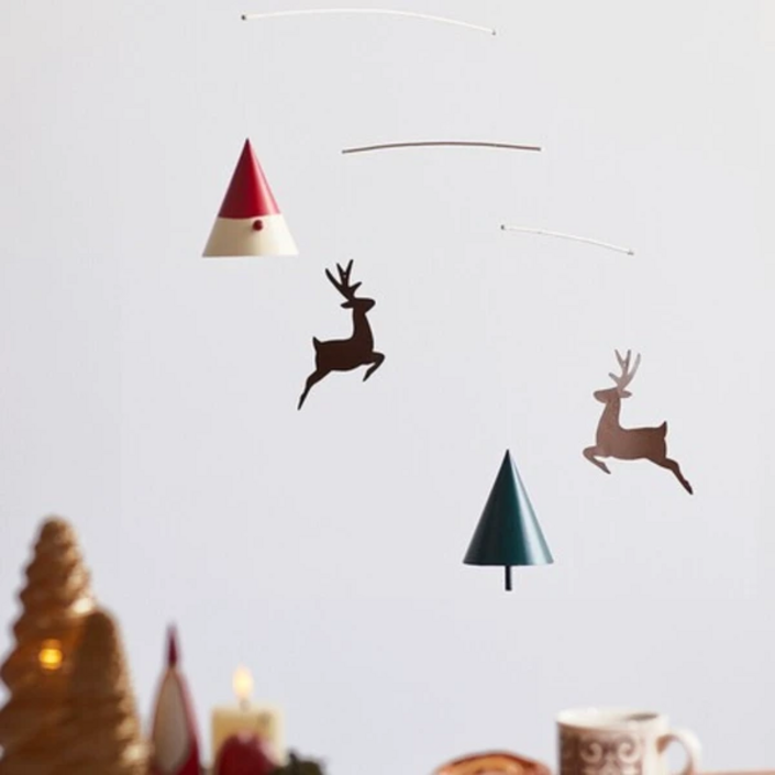 크리스마스 모빌 산타 장식 성탄절 인테리어 루돌프 종이 모빌, 1개, one
