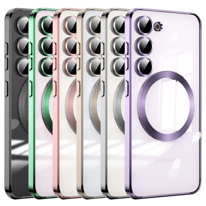 벌크온 갤럭시 S23 플러스 울트라 FE 맥세이프 마그네틱 카메라 풀커버 메탈릭 컬러 투명 휴대폰 케이스