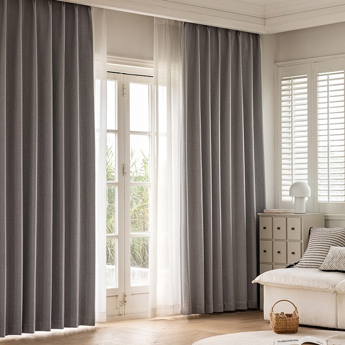 홈키안 방한 나비주름 암막 커튼 형상기억 방음 방풍 단열 도톰 거실 암막커튼