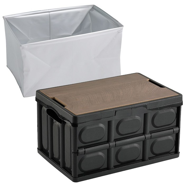 아이엠듀 트렁크 앤 캠핑 접이식 폴딩 박스 56L + 우드상판 + 방수팩 세트 - 투데이밈