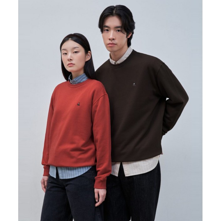 매장정품 빈폴 BEANPOLE MEN 남녀공용 로고 자수 스웨트 셔츠 브라운 BC4841E03D BC4841E03D 189346