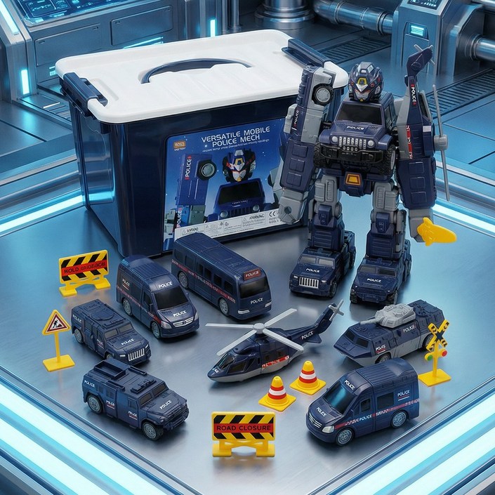 토요요 자석 공사 변신 로봇 조립 장난감 경찰 포크레인 완구JM-BX1