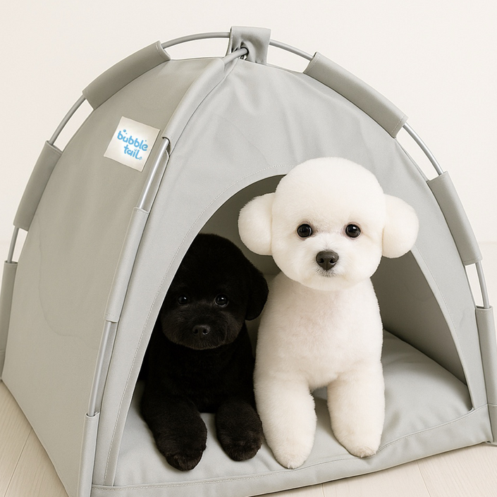 버블테일 여름 애견 텐트 하우스 강아지 고양이 반려동물 방석세트, 1개, 블루그레이