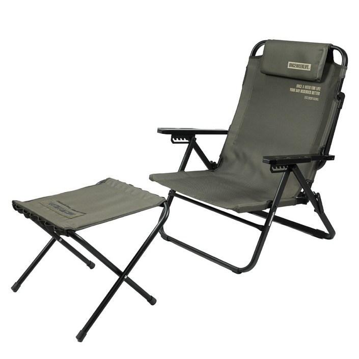 원스위크라이프 풀 리클라이너 침대 베드 체어, 1세트, 카키
