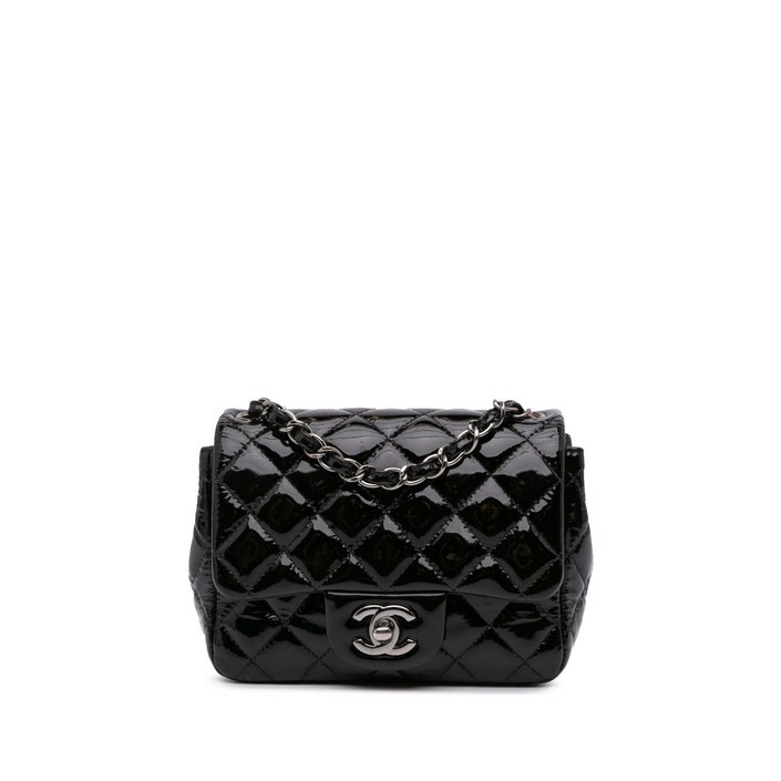 샤넬  중고 2014 미니 스퀘어 클래식 페이턴트 싱글 플랩 크로스 백