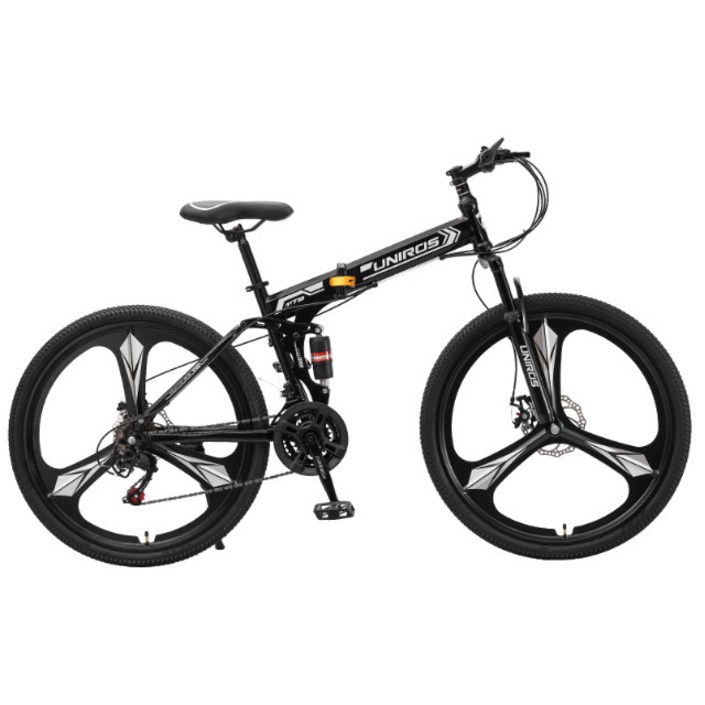 유니로스 mtb자전거 접이식자전거 입문용 산악자전거 24 26인치, 블랙+화이트