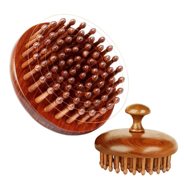 네이처우드 원목 두피마사지기 괄사 두피케어 머리빗, 우드색, 1개