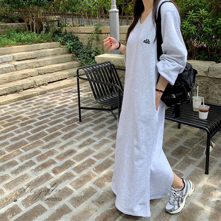 기모 루즈핏 맥시롱원피스데이뚜