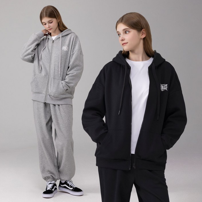 에버라스트 여성 기모 트레이닝 세트 후드집업  조거팬츠