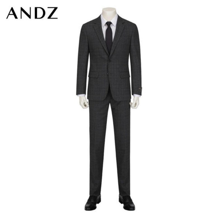 [_]앤드지 앤드지 남자 브라운 차콜 쉐도우 체크 패턴 울 스판 정장 셋업 BJD3SB31103