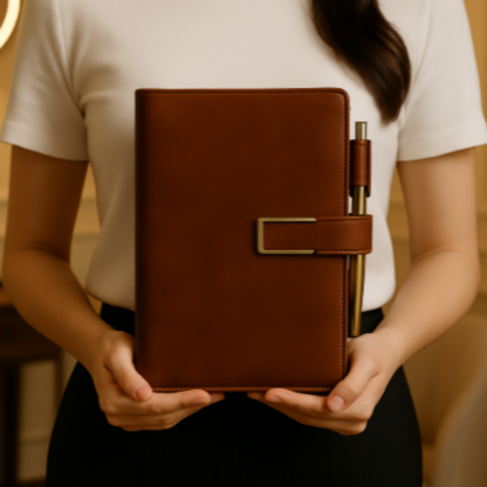 풀팩토리 천연 A5 가죽 다이어리, 1개, 다크 브라운