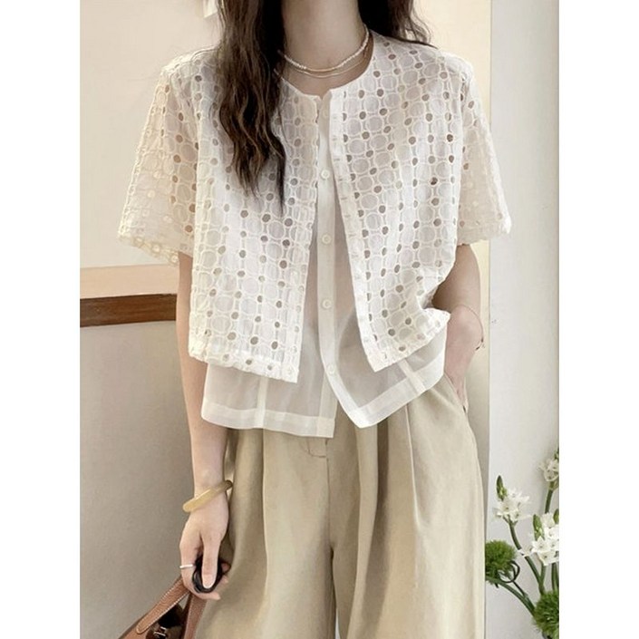 에꼴드파리 리브 펀칭 반팔자켓 F57WJB005Z