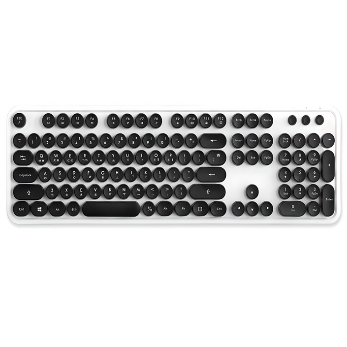 엑토 레트로 무선 일반형 키보드, 화이트, KBD48 엑토 레트로 무선 일반형 키보드, 화이트, KBD48