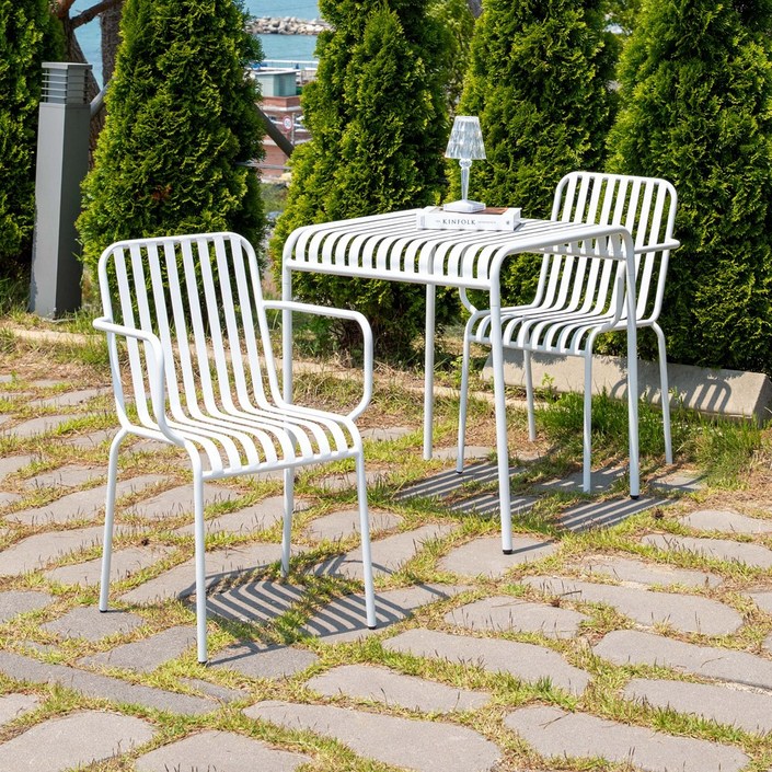 스팅 팔걸이 야외세트 카페 테라스 정원 철제 2인 야외테이블세트