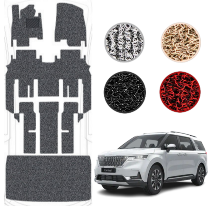 4세대 KA4카니발 코일매트 확장형 풀세트, 블랙, KA4카니발9인승(컴포트옵션X)