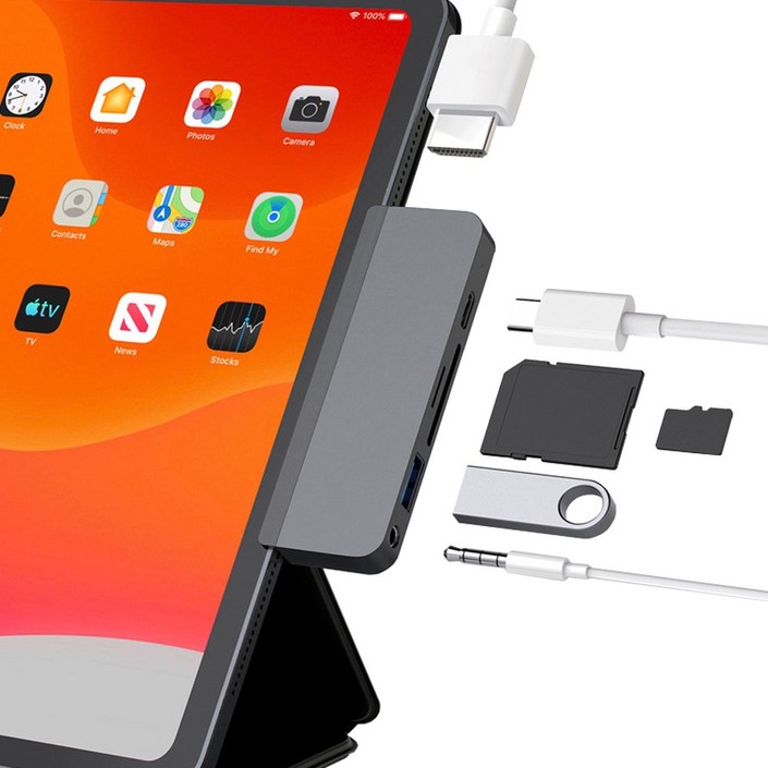 하이퍼드라이브 6in1 USBC 멀티허브 도킹스테이션 4K HDMI 60W PD충전 아이패드노트북 호환 HD319B, 그레이, 1개