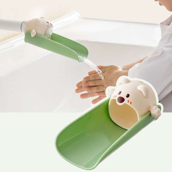 DQ 실리콘 연장 수도꼭지 수전 연장탭 곰돌이 병아리, 1개, Green DQ 실리콘 연장 수도꼭지 수전 연장탭 곰돌이 병아리, 1개, Green