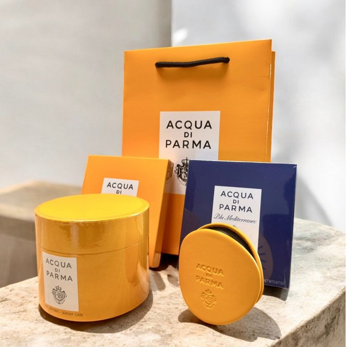 아쿠아 디 파르마 차량용 명품 방향제 선물 세트 카디퓨저, 1세트, 미르토(옐로우케이스)