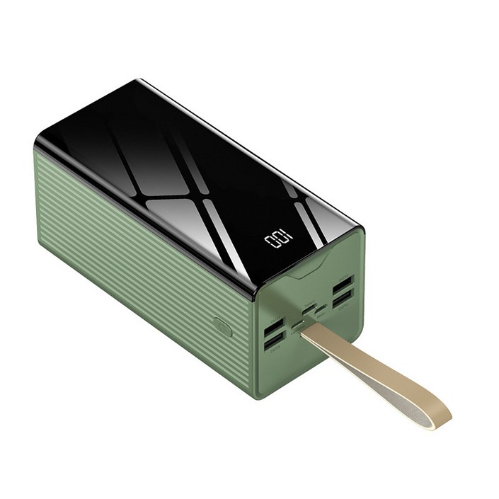KDNC 대용량보조베터리 50000mAh 고속충전 일체형보조밧데리 고속충전선 LED 조명, 그린, 50000mAh