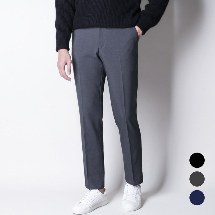 [디아웃핏]남성 프리미엄 히든밴딩 슬랙스 기본핏 테이퍼드 스판 링클프리 사계절 간절기 남자 정장바지 팬츠