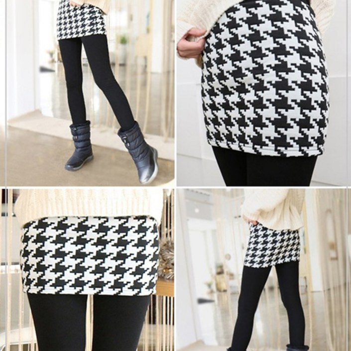 여성 일체형 밍크퍼 4부 안감 기모 치랭스 속기모 치마 레깅스