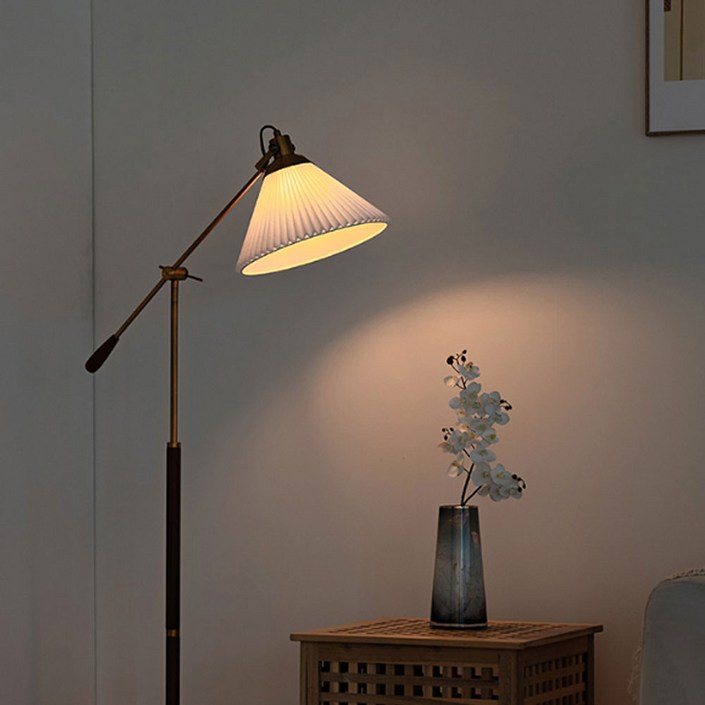 [아토조명] 빈티지우드 장스탠드 엔틱 무드등 쇼파조명, 12W 볼전구+주광색