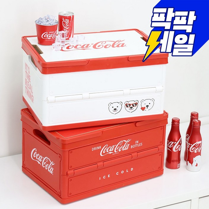 코카콜라 공식인증 상품 캠핑용 폴딩박스 화이트레드, 1개, 1단, COCOPB20W화이트