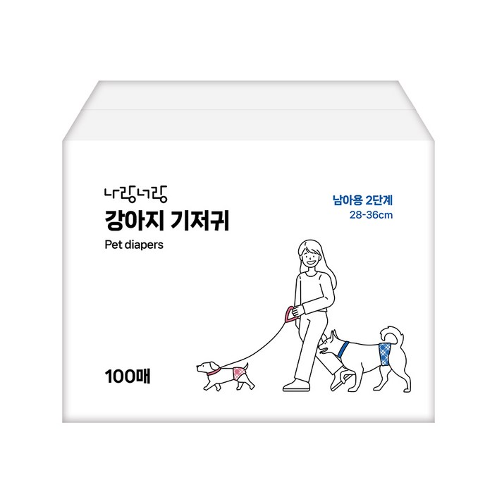 나랑너랑 남아용 강아지 기저귀, 소형, 1개, 100개입