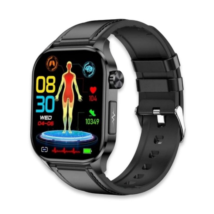 액션맨 글루코워치 ET 건강데이터 스마트워치, 블루투스, 5.13cm, 블랙실리콘블랙레더