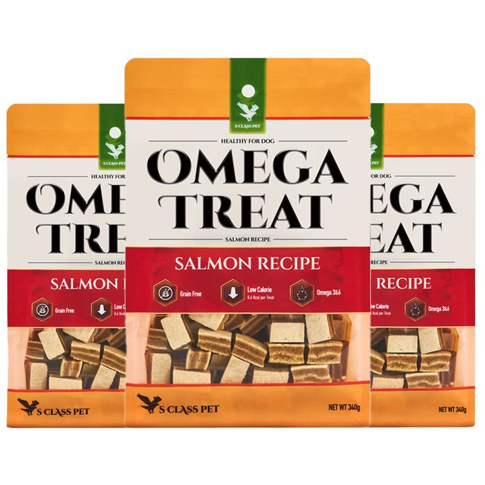 펫보타닉스 강아지 오메가 트릿, 340g, 3개, 연어