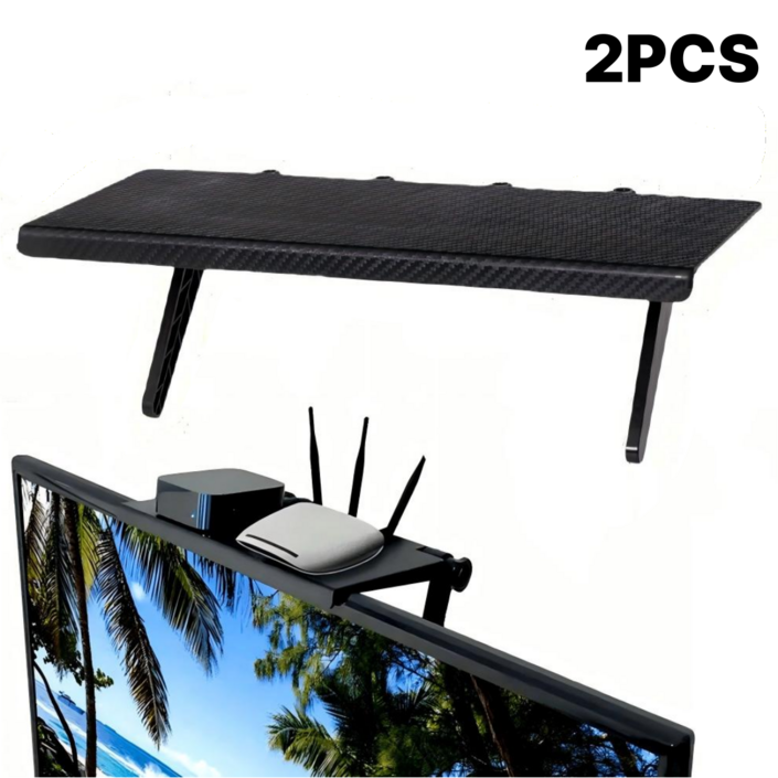 대형 TV 모니터 상단 선반 셋탑박스 공유기 거치대 2개입 세트
