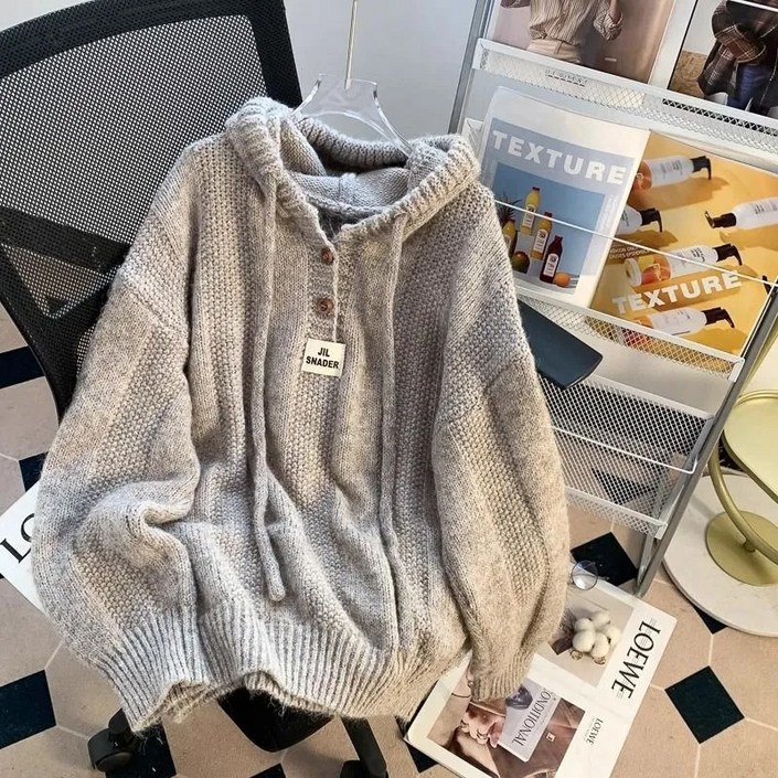 SK3970 데일리 후드 니트 상의