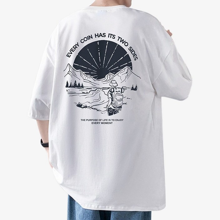 모던바이브 남자 오버핏 프린팅 반팔 티셔츠