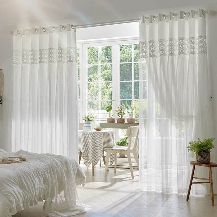 11 블룸 레이스 이중커튼 화이트 암막커튼 34평 32평 24평