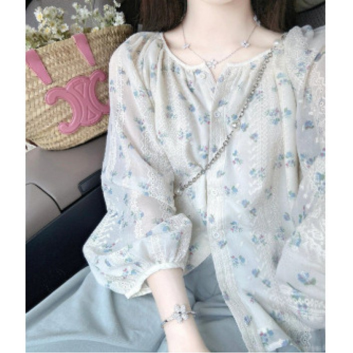 lofei 여성 여름 플라워 쉬폰 블라우스 CS33