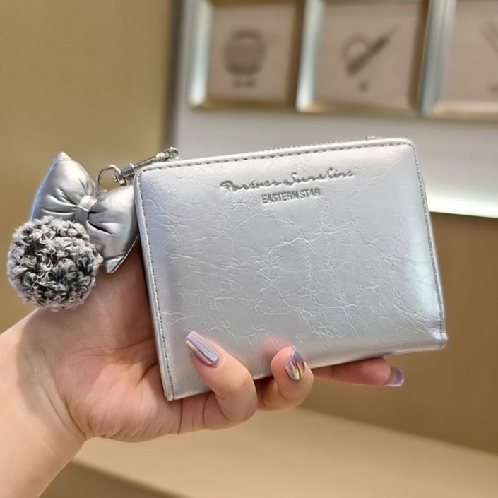 키링세트 샤샤벨 리본폼폼 반지갑 여성 학생 카드지갑 초등 여아 지갑