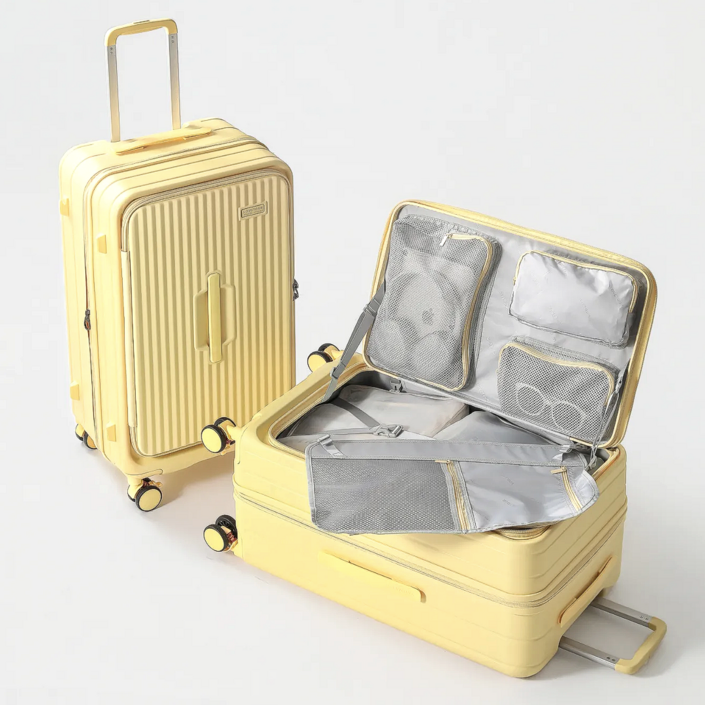 100%pc 전면 개방형 캐리어 확장형 대용량 캐리어 대형 여행 트렁크 가방 tsa락