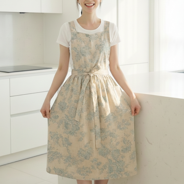 우비아 주방용 프렌체 원피스 앞치마