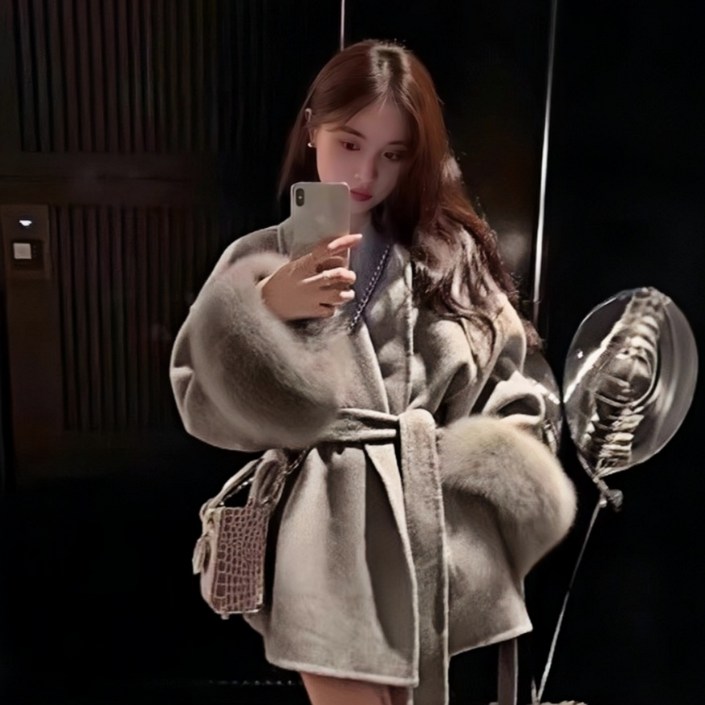 ZAJA  가을겨울 여성 반코트 고급스러운 겨울 코트 미들 길이 모직코트