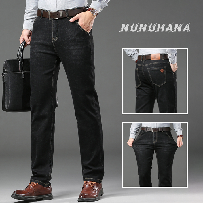 NUNUHANA 남성용 부드러운 사계절 스판 청바지 DM32