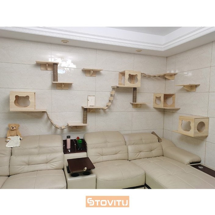 스토비투 고양이 벽걸이 선반 하우스 벽 구름다리 가구 캣 월 브릿지