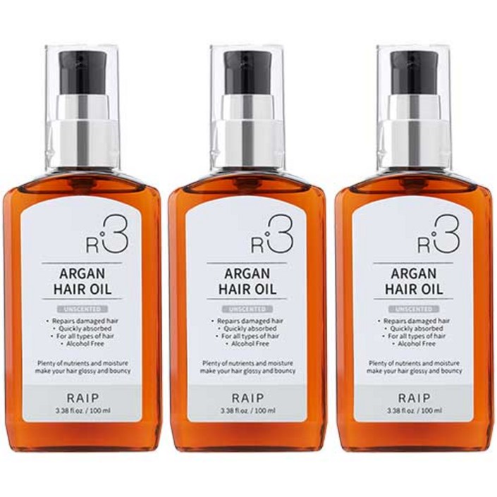 라입 R3 아르간오일 헤어에센스 무향, 100ml, 3개
