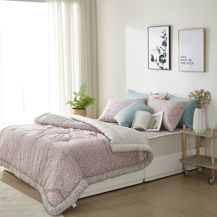 휴미인 국산 면 모달 차렵 세트 항균 솜 침구류 호텔 블루 핑크 이불브랜드 홈쇼핑 몽슈슈