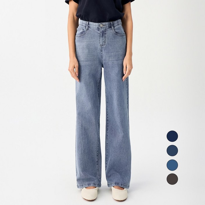 엘블로썸 여성 [숏,기본,롱] 스판 와이드 허리편한 히든밴드 청바지