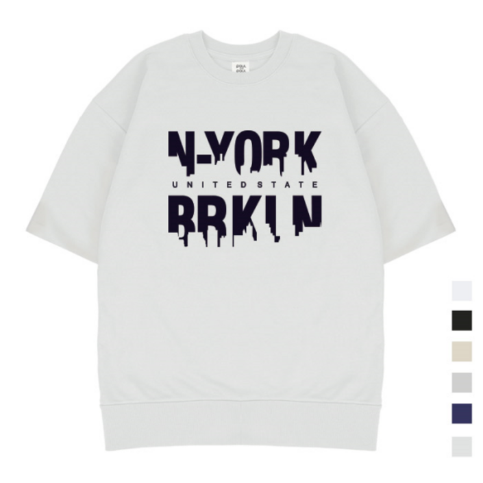 폴앤폴 뉴욕 브루클린 오버핏 반팔 맨투맨 남여공용 6컬러