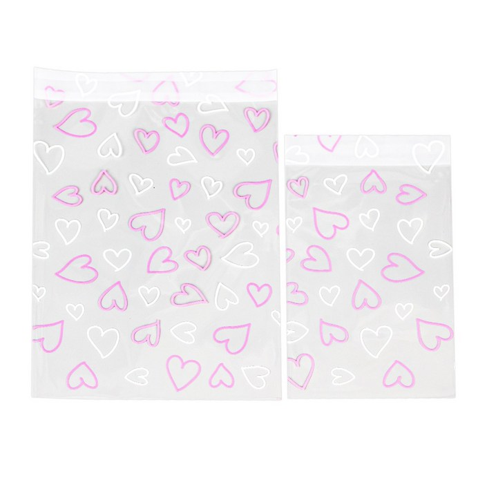 OPP 투톤 하트 접착 비닐봉투 22x304cm 200장