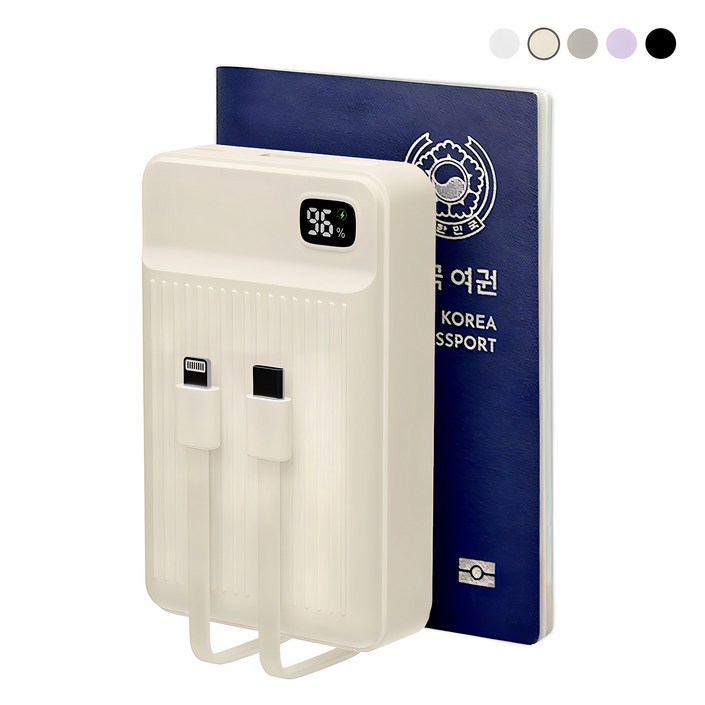 바우아토 PD 22.5W 고속 입출력 케이블 일체형 미니 대용량 보조배터리 20000mah, 단일상품, 아이보리 바우아토 PD 22.5W 고속 입출력 케이블 일체형 미니 대용량 보조배터리 20000mah, 단일상품, 아이보리