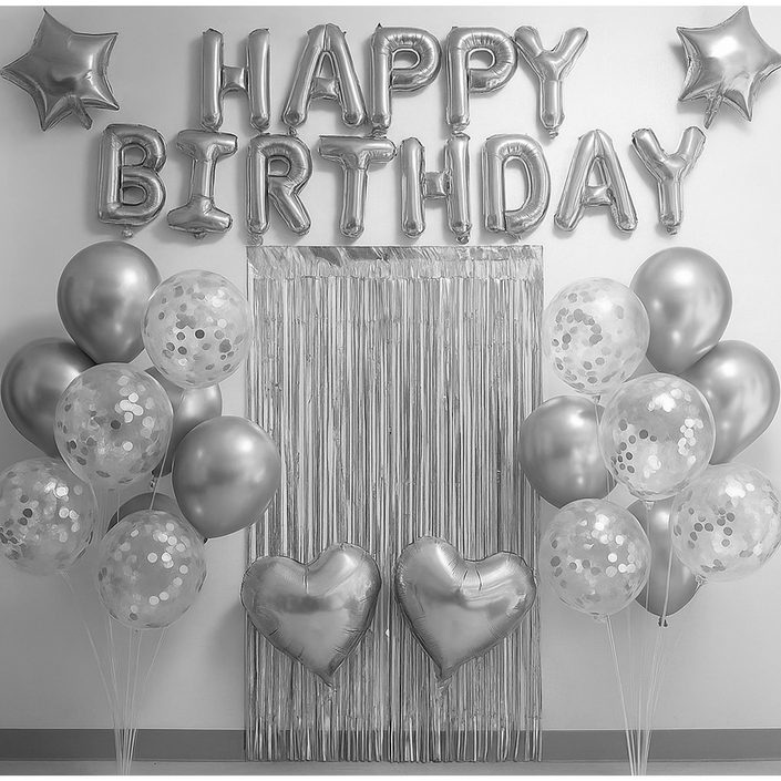 파인땡큐 해피버스 데이 생일파티 세트 은박 풍선 가랜드 장식 세트